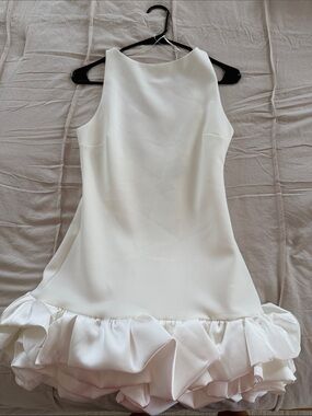 Zara White Mini Dress with Ruffled Hem